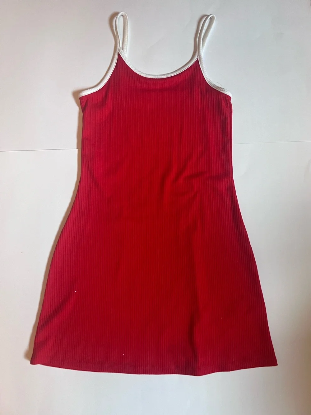 New Never Worn! art class Red Ribbed Tank Dress with White Trim-Girls Size 10-12
